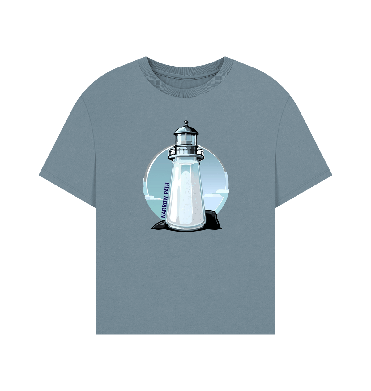 Stone Blue Printed T-shirt Front