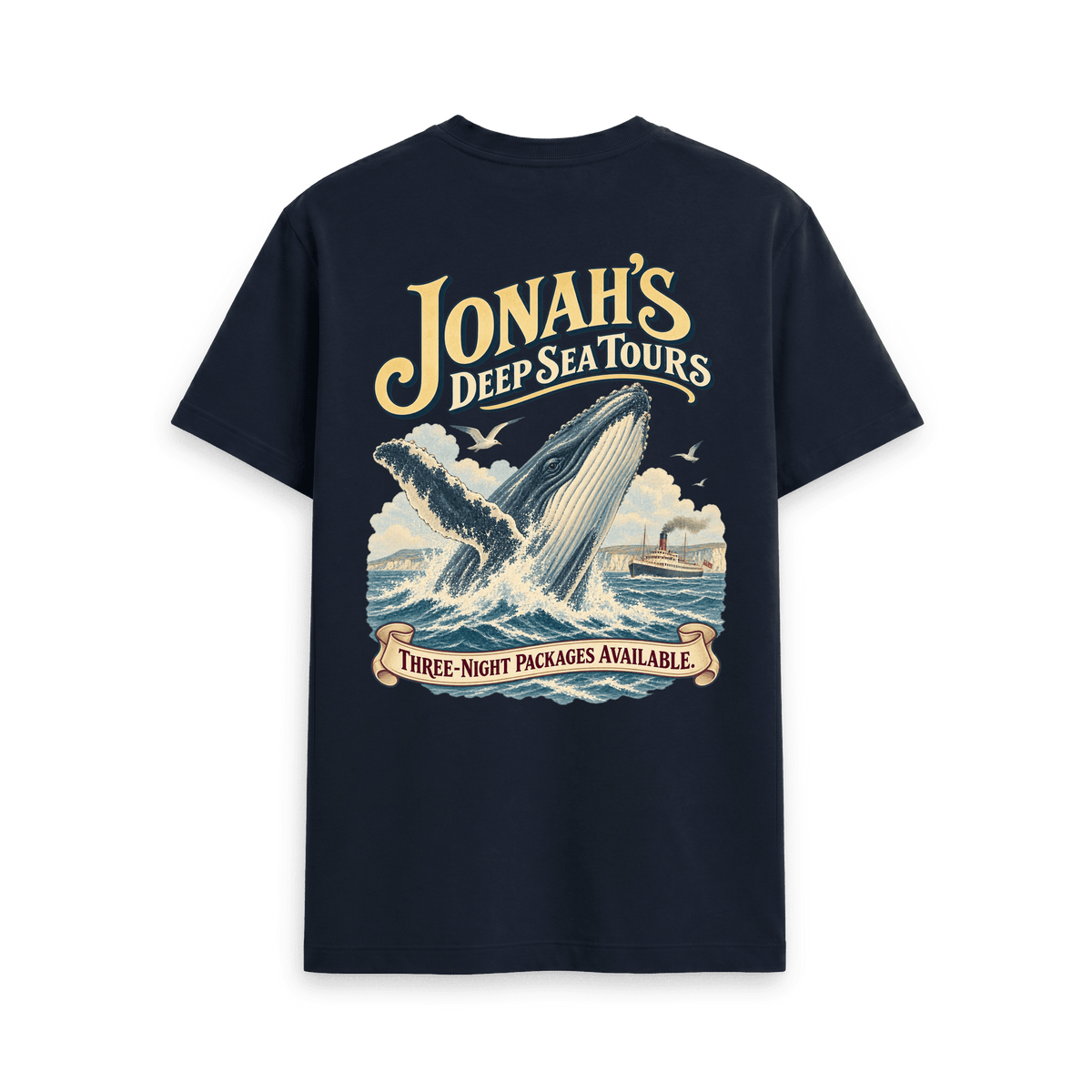 Navy Blue Printed T-shirt Back