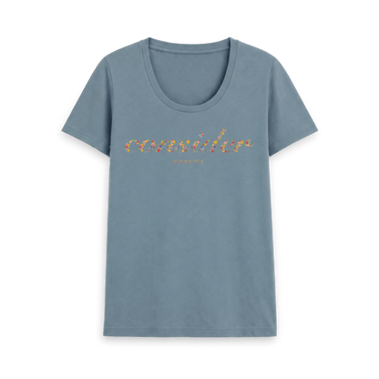 Stone Blue Printed T-shirt Front