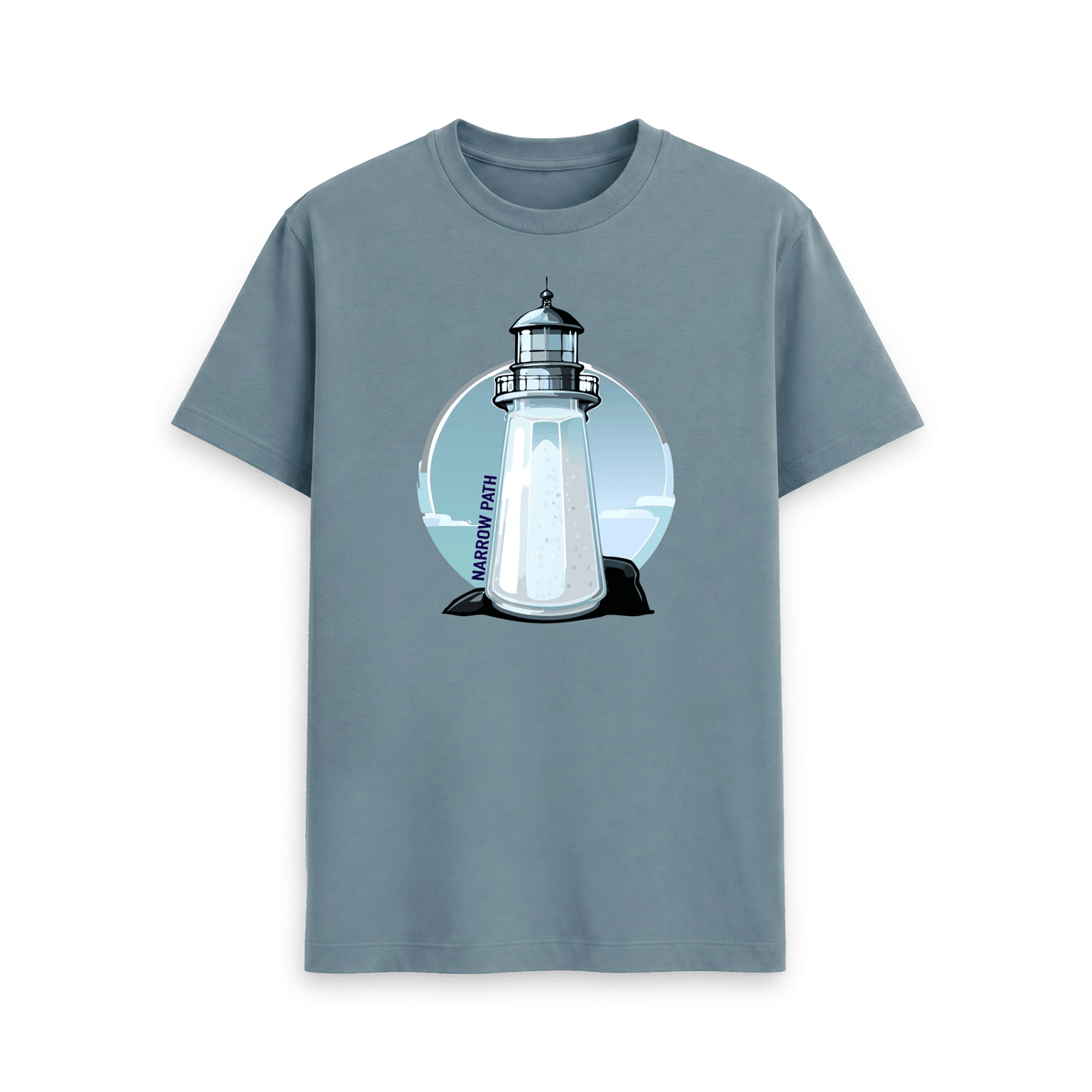 Stone Blue Printed T-shirt Front