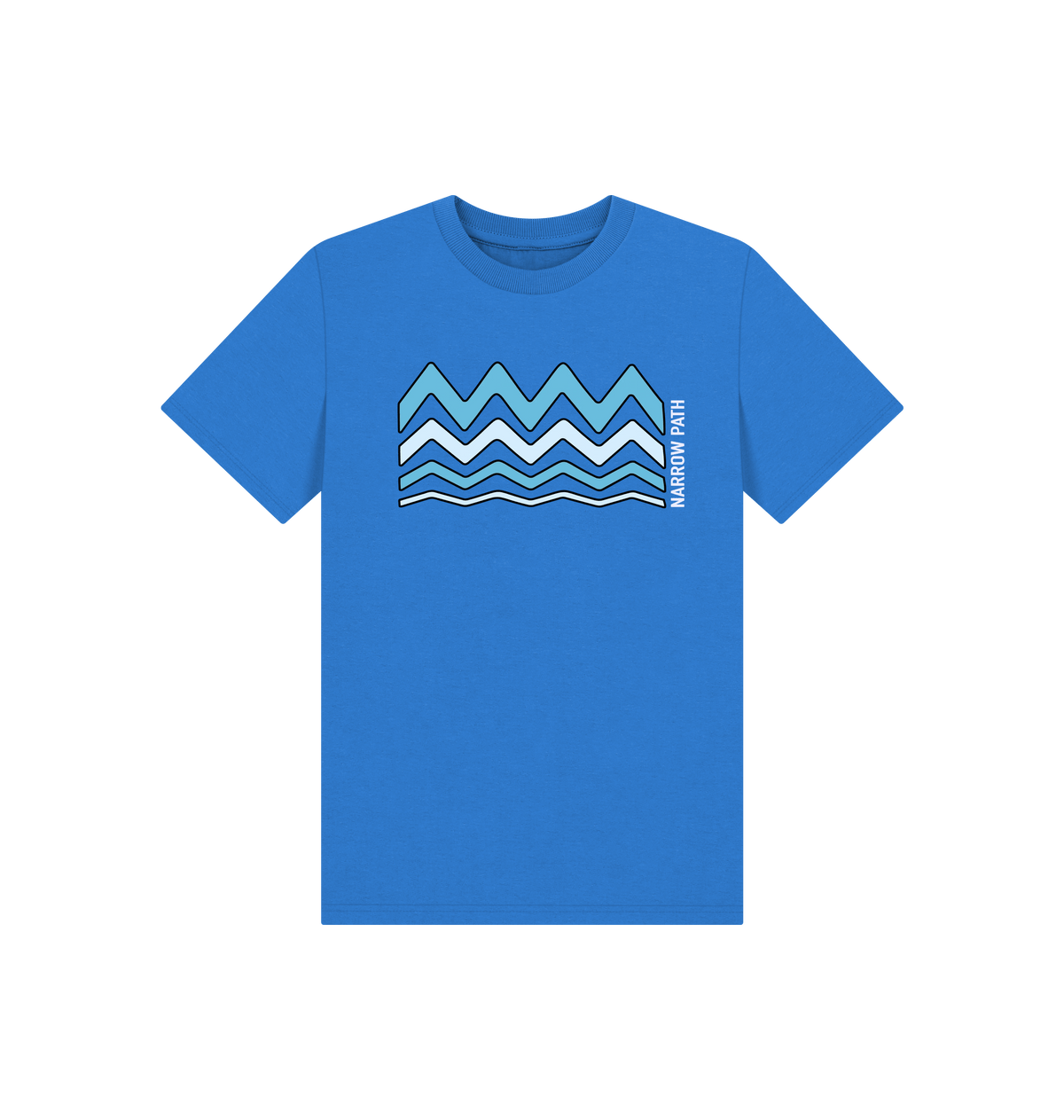 Bright Blue Printed Kids T-Shirt Front