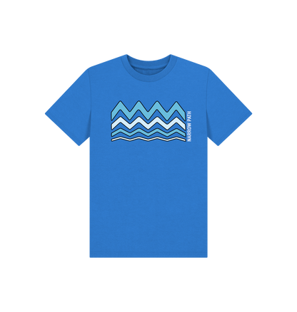 Bright Blue Printed Kids T-Shirt Front