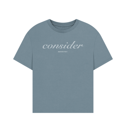 Stone Blue Printed T-shirt Front