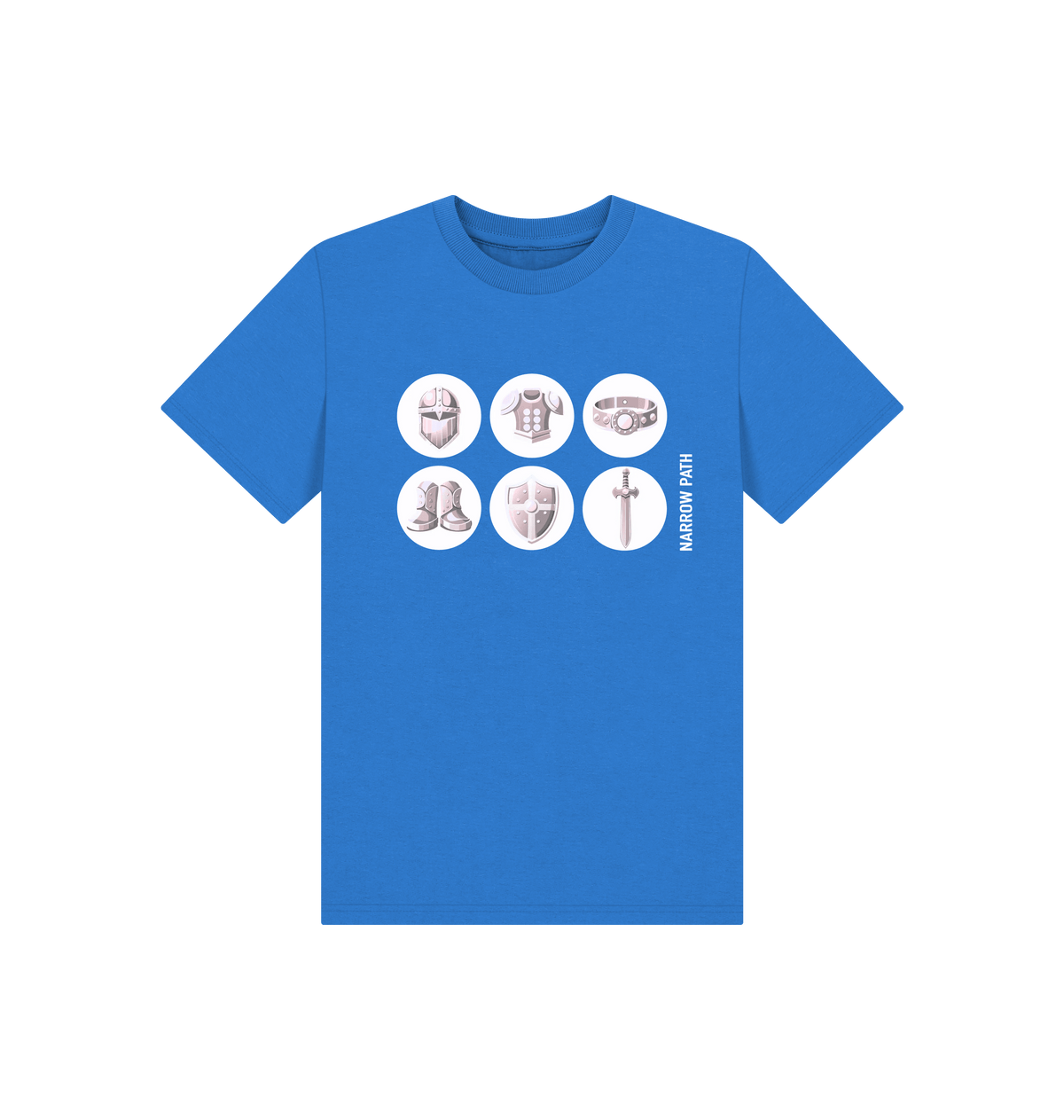 Bright Blue Printed Kids T-Shirt Front